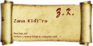 Zana Klára névjegykártya
